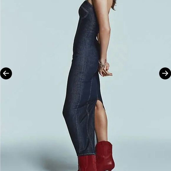 Grey Lab Strapless Denim Dress - Picture 1 of 8